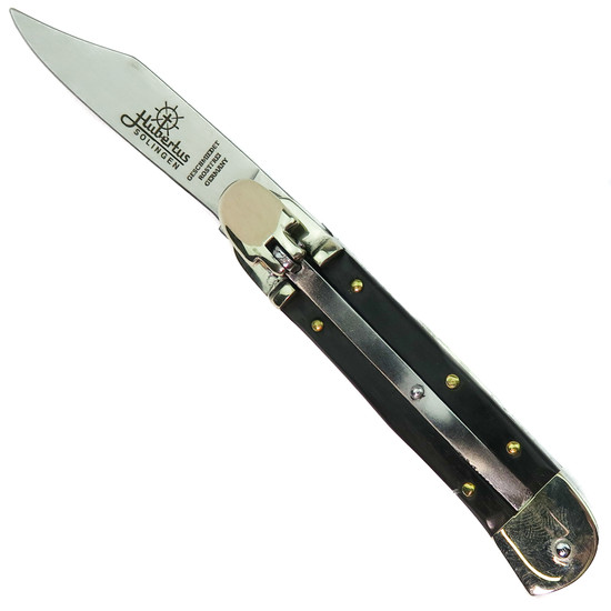 Hubertus Solingen Small Springer Wood Leverlock Knife, Clip Point Blade