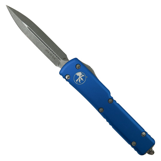Microtech Blue UTX-70 OTF Auto Knife, Apocalyptic Dagger Blade