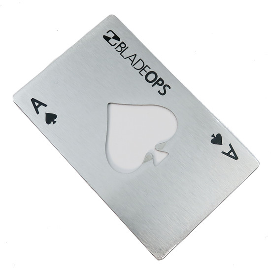 BladeOps Ace Playing Card Bottle Opener, Stainless Steel