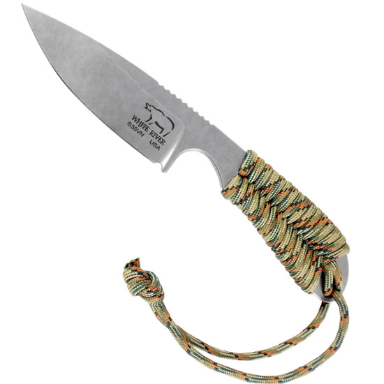White River Tree Stand Wrapped M1 Backpacker Fixed Blade Knife, S35VN Stonewash Blade