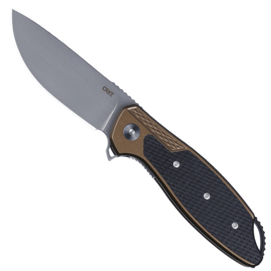 CRKT Ken Onion Ripple Knife, Aluminum Black Handle, Polished Blade