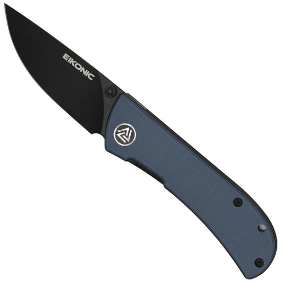 Eikonic Steel Blue G10 Fairwind Flipper Knife, Black Blade