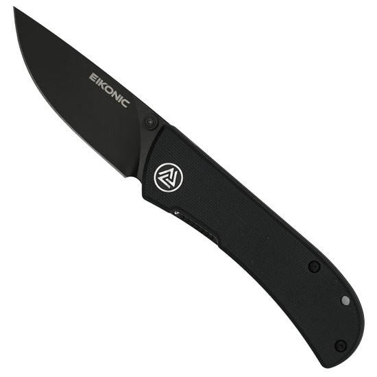 Eikonic Night Black G10 Fairwind Flipper Knife, Black Blade 