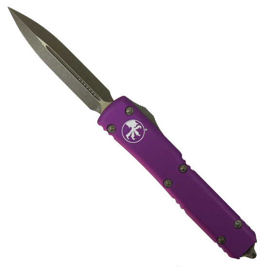 Microtech Violet Ultratech OTF Auto Knife, Bronze Apocalyptic Dagger Blade