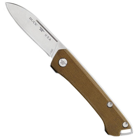 Buck OD Green Micarta 250 Saunter Slipjoint Knife, Satin Drop Blade