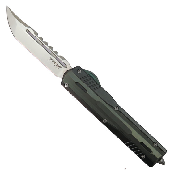 No Limit Knives Green Nightstalker II OTF Knife, Single Edge M390 Blade