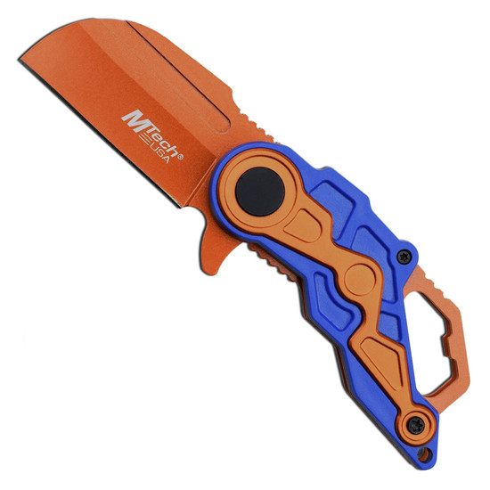 Mtech USA MT-A1199BOR Spring Assist Knife, Orange Cleaver Blade