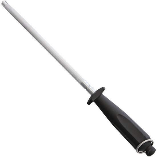 8" Steel Sharpening Rod, Black Synthetic Handle