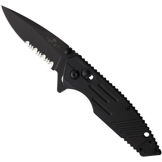 Bear Ops Zytel Flipper Knife, Black Serrated Drop Point Blade