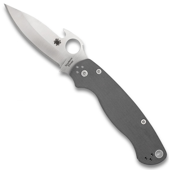 Spyderco Dark Gray G10 Para Military 2 Emerson Opener, Satin Elmax