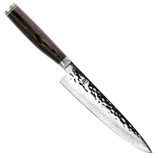 Shun TDM0701 Premier Utility Knife 6.5" Hammered Blade, PakkaWood Handle