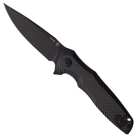 Spartan Blades Field Grade POROS Textured Black G10 and Carbon Fiber Liner Lock Folding Knife, Black TiNi Drop Point Blade