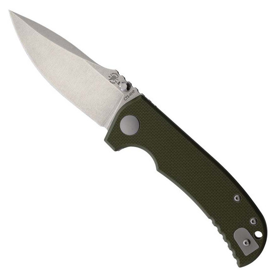 Spartan Blades Field Grade Les George ASTOR Green G10 Liner Lock Folding Knife, Stonewash Drop Point Blade