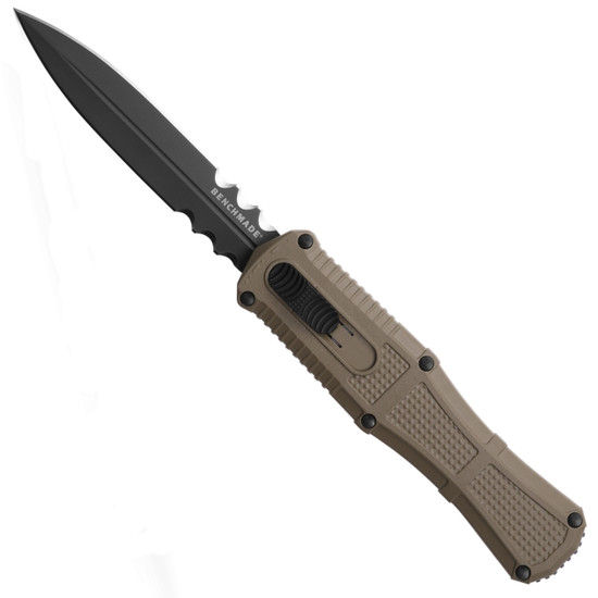Benchmade Mini Claymore Black Grivory OTF Auto Knife, Smoke Gray