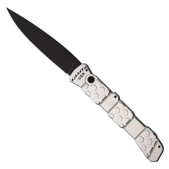 Piranha Silver 21 Auto Knife, Black Blade