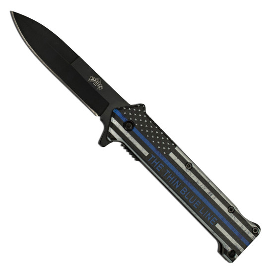 Master USA Thin Blue Line Injection Molded Spring Assisted Knife 