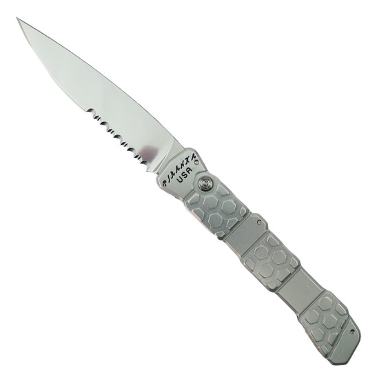 Piranha Silver 21 Automatic Knife, Mirror Combo Blade