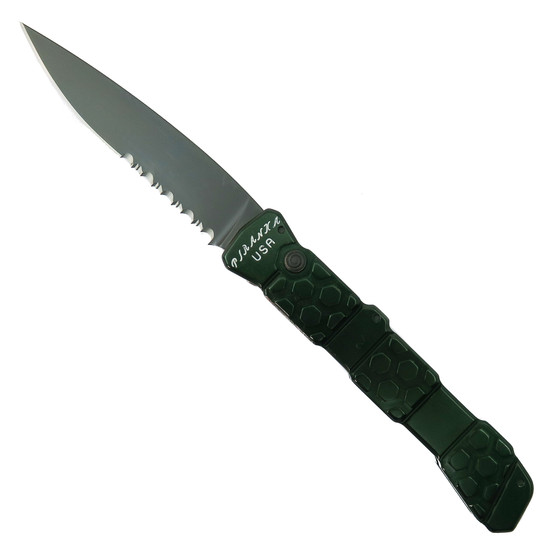 Piranha Green 21 Auto Knife, Black Combo Blade