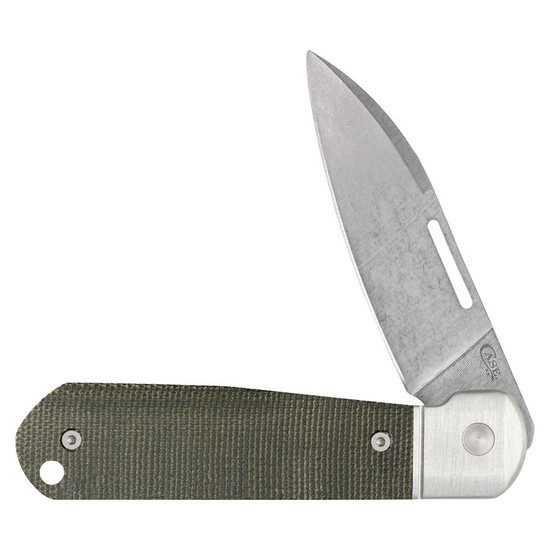 Case XX Highbanks Anodized Aluminum OD Green Canvas Micarta Knife