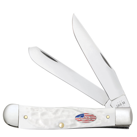 Case XX Stars and Stripes Rough Jigged White Synthetic Trapper Knife 