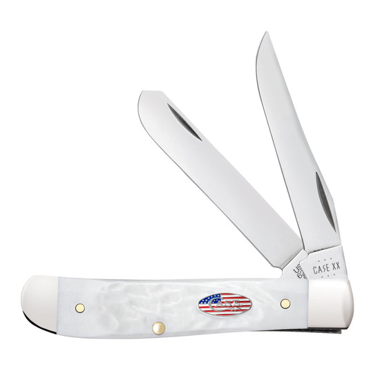 Case XX Stars and Stripes Rough Jigged White Synthetic Mini Trapper Knife