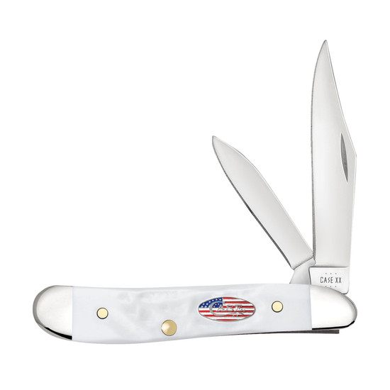 Case XX Stars and Stripes Rough White Synthetic Peanut Knife 