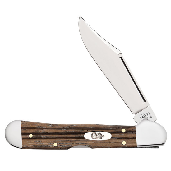 Case XX Smooth Natural Zebra Wood Mini CopperLock Folder Knife 