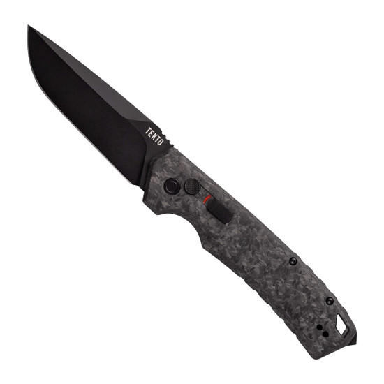 Tekto Forged Carbon Fiber Delta A3 Automatic Knife, Black Drop Point