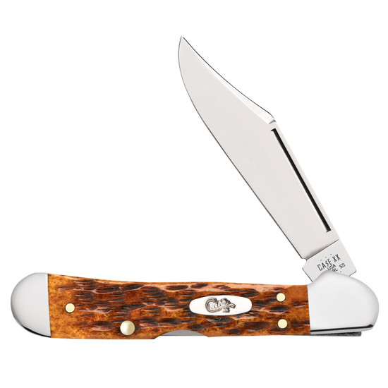 Case XX Jigged Harvest Orange Bone Mini Copperlock Folder Knife 
