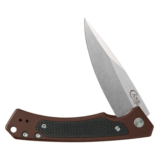 Case Brown Aluminum Marilla Flipper Knife, S35VN Stonewash Blade 