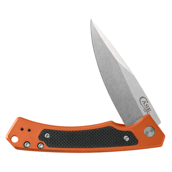 Case Orange Aluminum Marilla Flipper Knife, S35VN Stonewash Blade 