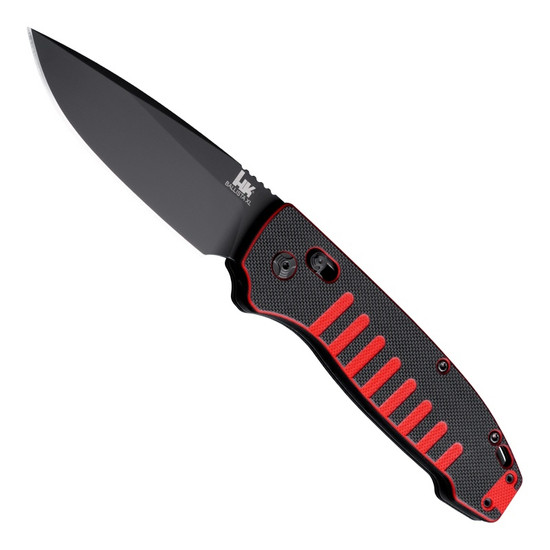 Hogue Knives Red and Black XL Ballista  Auto Knife, Black Drop Blade