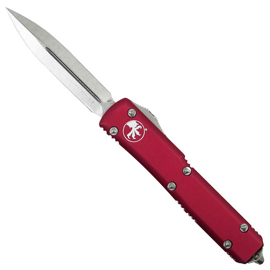  Microtech SCRATCH & DENT Red Ultratech OTF Auto Knife, Stonewash Dagger Blade