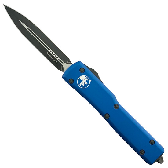  Microtech SCRATCH & DENT Blue UTX70 OTF Auto Knife, Dagger Black Blade