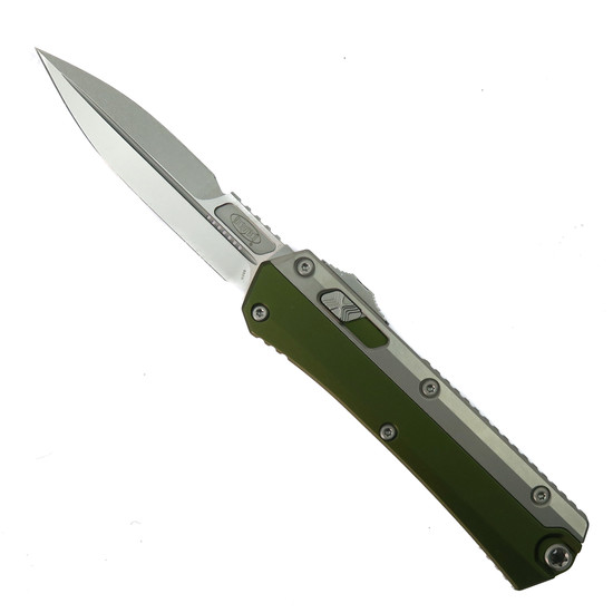 Microtech OD Green Glykon OTF Automatic Knife, Stonewash Bayonet