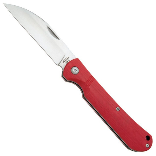Bear & Son Red G10 Slip Joint Knife, Stonewash Wharncliffe Blade