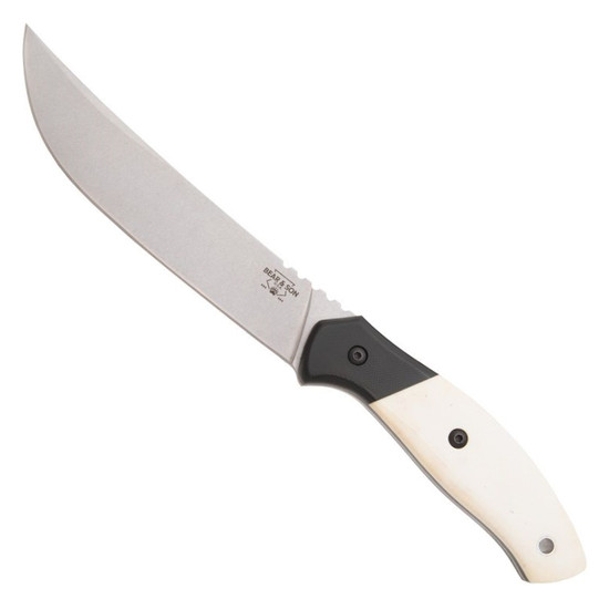 Bear & Son White Micarta Black G10 Professional Boning Fixed Blade Knife, 11" Stonewash Blade