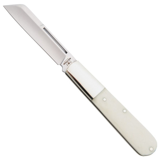 Bear & Son Large White Smooth Bone Barlow Knife, Satin Sheepsfoot Blade