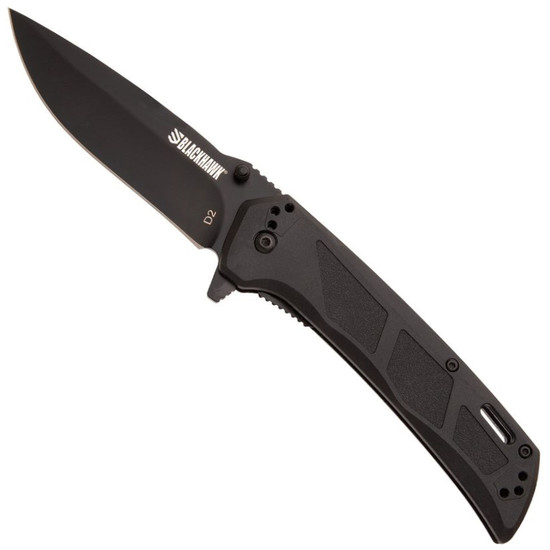 Bear & Son Black Zytel BLACKHAWK Bunker Buster Liner Lock Knife, Black DLC Drop Point Blade