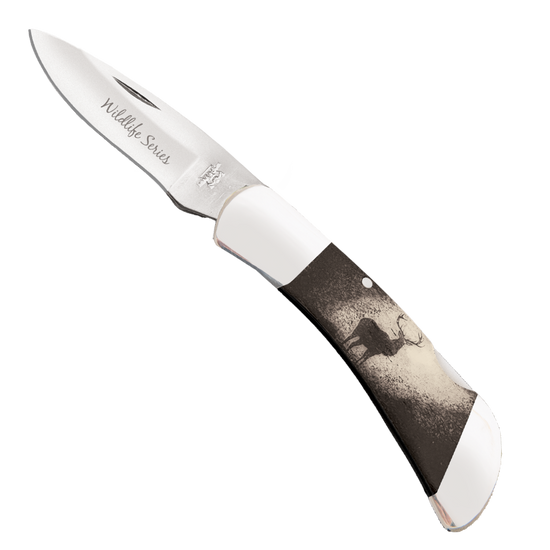 Bear & Son Wildlife Series White Smooth Bone Deer Lockback Knife