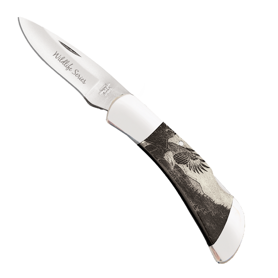 Bear & Son Wildlife Series White Smooth Bone Eagle Lockback Knife