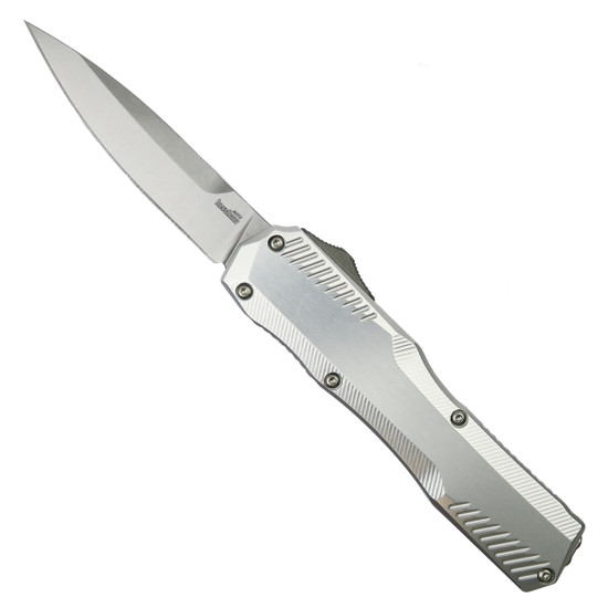 Kershaw Livewire Raw Aluminum OTF Auto Knife, CPM MagnaCut Stonewashed Blade