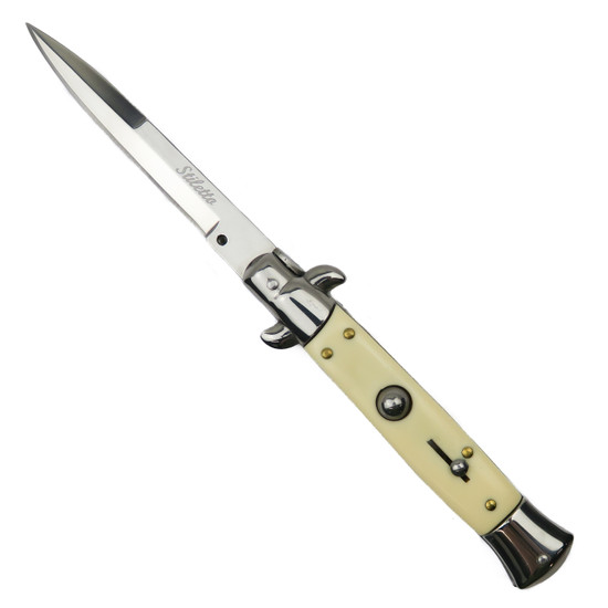 Ivory Godfather Stiletto Knife, Satin Blade