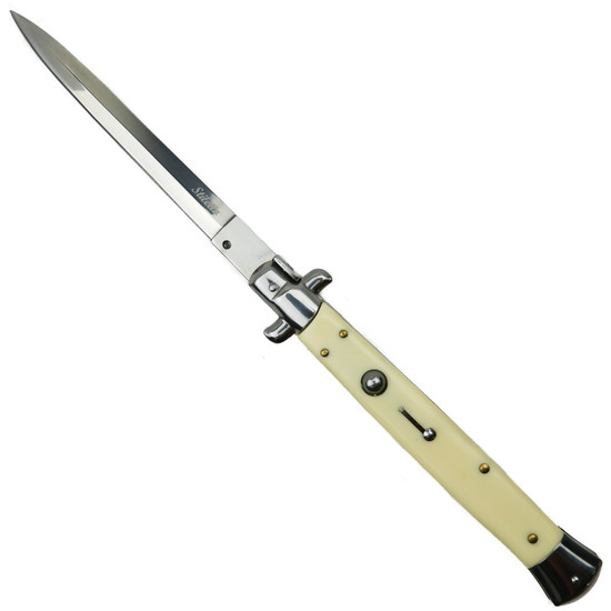 XL Godfather Ivory Stiletto Automatic Knife, Satin Blade