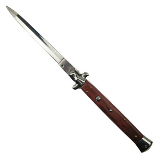 Giant Godfather Red Wood Automatic Knife, Satin Blade