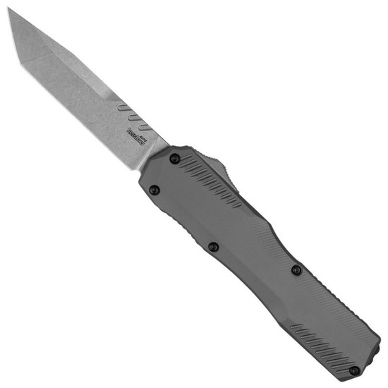 Kershaw Livewire Gray OTF Auto Knife, Stonewash Magnacut Tanto Blade