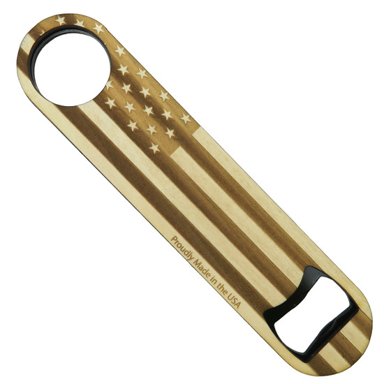 USA Wood Stainless Steel Laser Engraved Bottle Opener