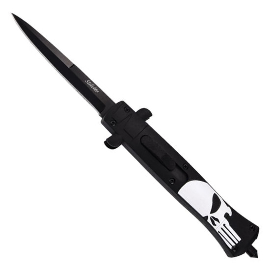 Punisher ABS Handle OTF Auto Knife, Black Blade