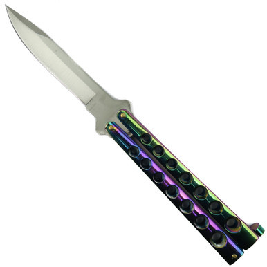 Iridescence Butterfly Knife, Satin Blade