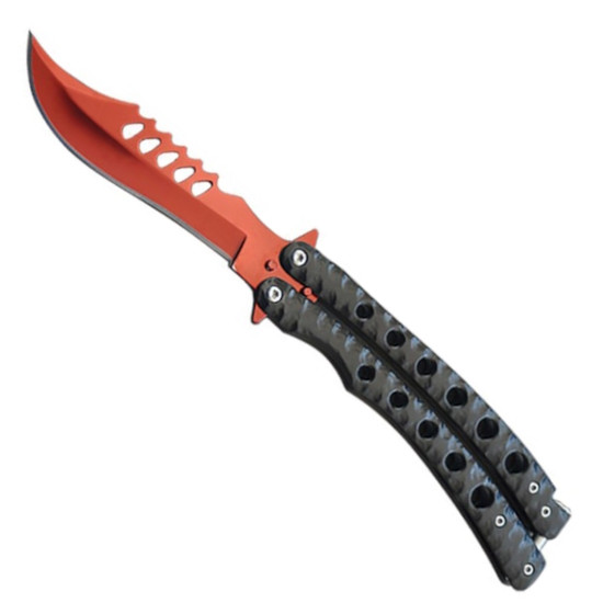 Butterfly S レッド 2枚セット Marble Butterfly Knife Pearl Swirl Single Edge Balisong - Red